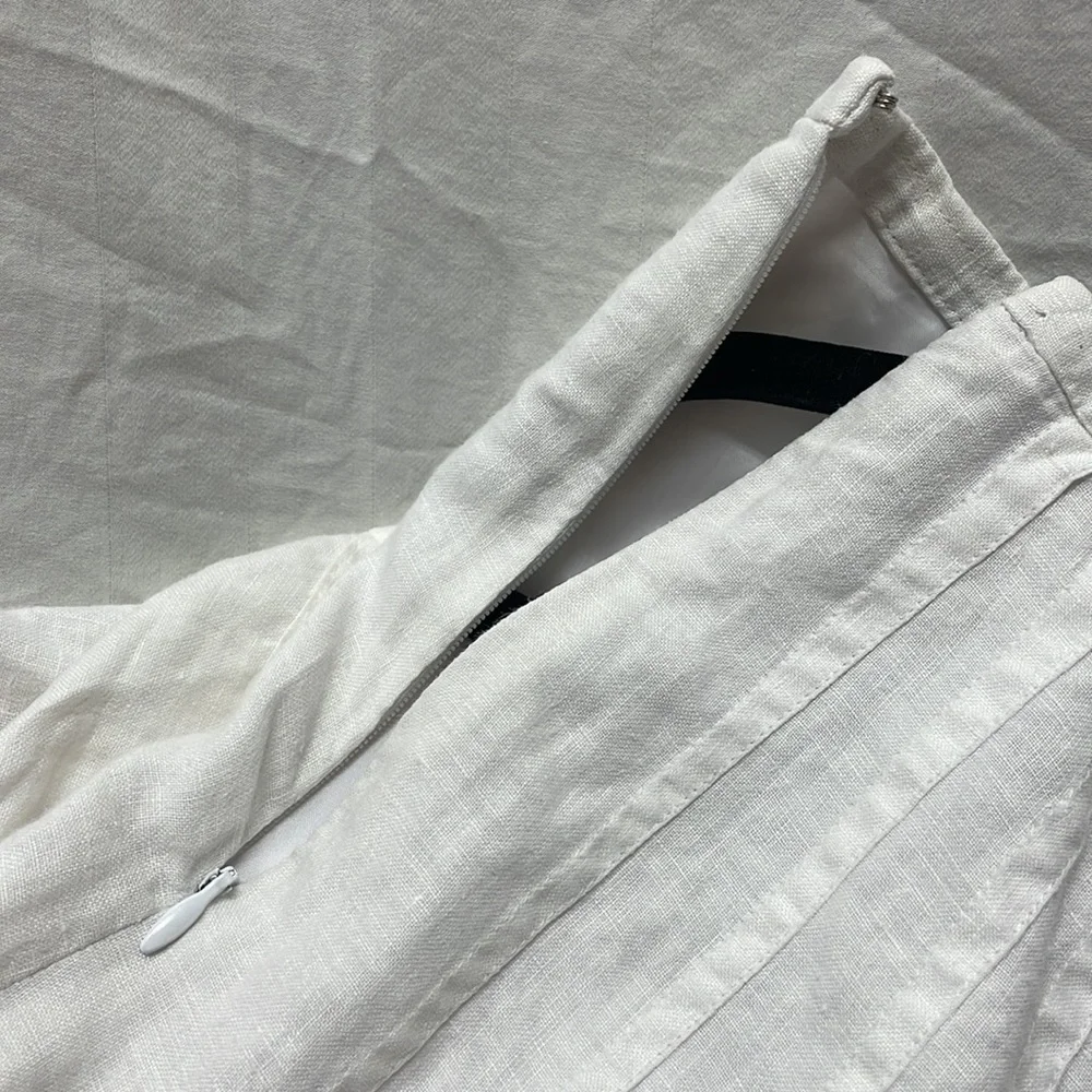 White linen Ann Taylor LOFT size 6 skirt lined w/zipper - Picture 5 of 6